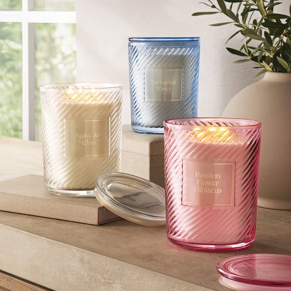Member's Mark 3-Wick Ribbed Glass Candle, 28 oz.