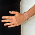 thumbnail image 5 of Emerald Cut Lab Created Gemstone Halo Tennis Bracelet in Sterling Silver, 5 of 5