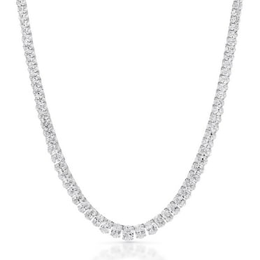 925 Sterling  Silver Lab White Sapphire Tennis Necklace