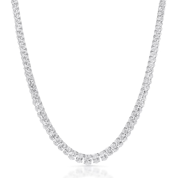 925 Sterling Silver Lab White Sapphire Tennis Necklace