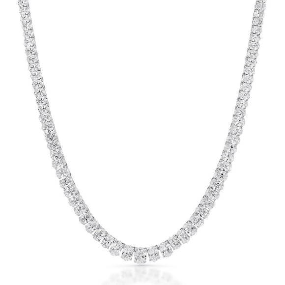 925 Sterling Silver Lab White Sapphire Tennis Necklace
