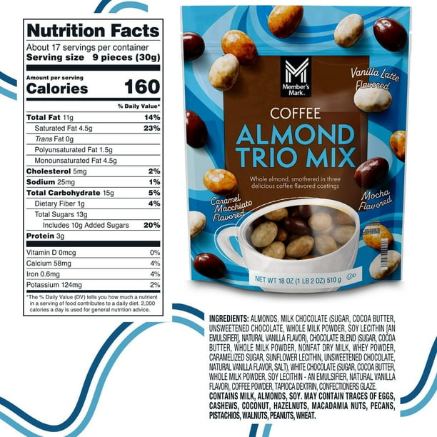Members Mark Chocolate Coffee Almond Trio Mix, 18 oz. - Samsclub.com