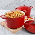 thumbnail image 1 of Martha Stewart 4-Quart and 7-Quart Enamel on Cast Iron Dutch Ovens, 2 Pack (Assorted Colors), 1 of 8