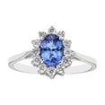 thumbnail image 1 of Oval Cut Gemstone & 0.23 CT. T.W. Diamond Halo Ring in 14K Gold, 1 of 5