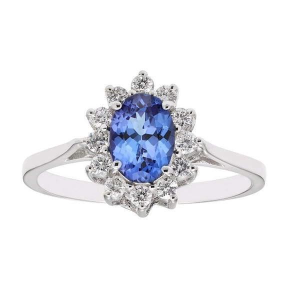 Oval Cut Gemstone & 0.23 CT. T.W. Diamond Halo Ring in 14K Gold