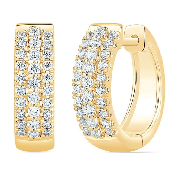 0.35 CT. T.W. Round Cut Huggie Hoop Diamond Earrings in 14K Gold