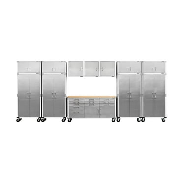 Seville Classics UltraHD 12-Piece Steel Garage Cabinet Storage Set with Rolling Workbench, 18 Feet Wide