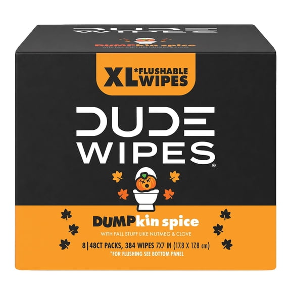 DUDE Wipes XL Flushable Wipes, Dumpkin Spice, 8 ct., 384 wipes
