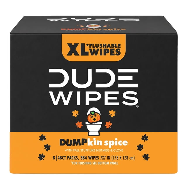 DUDE Wipes XL Flushable Wipes, Dumpkin Spice, 8 ct., 384 wipes