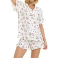 thumbnail image 5 of Betsey Johnson Women's Short Sleeve & Ruffle Short Pajama Set, 5 of 6