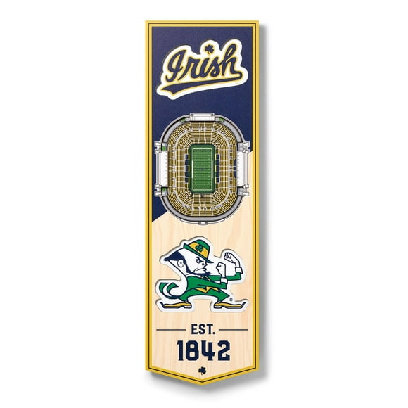 YouTheFan Notre Dame Fighting Irish 6"x19" 3D Stadium View Banner
