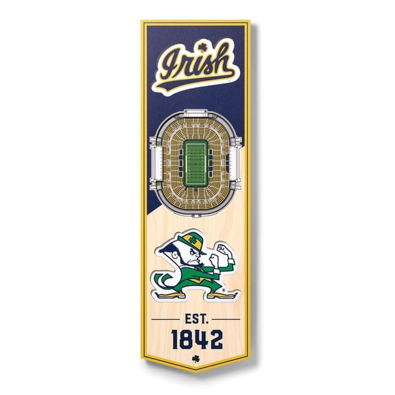 YouTheFan Notre Dame Fighting Irish 6"x19" 3D Stadium View Banner