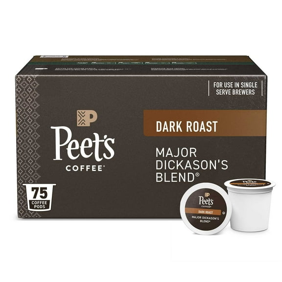 Peet's Coffee Dark Roast K-cup Pods, Major Dickason's Blend, 75 ct .