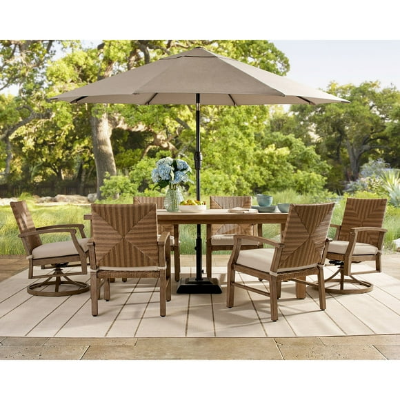 Member's Mark Grant Wicker Dining Set with Sunbrella Fabric, 7pc