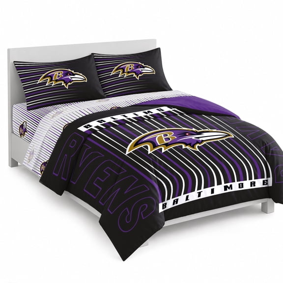 Logo Brands Baltimore Ravens Queen Bed-In-A-Bag Set
