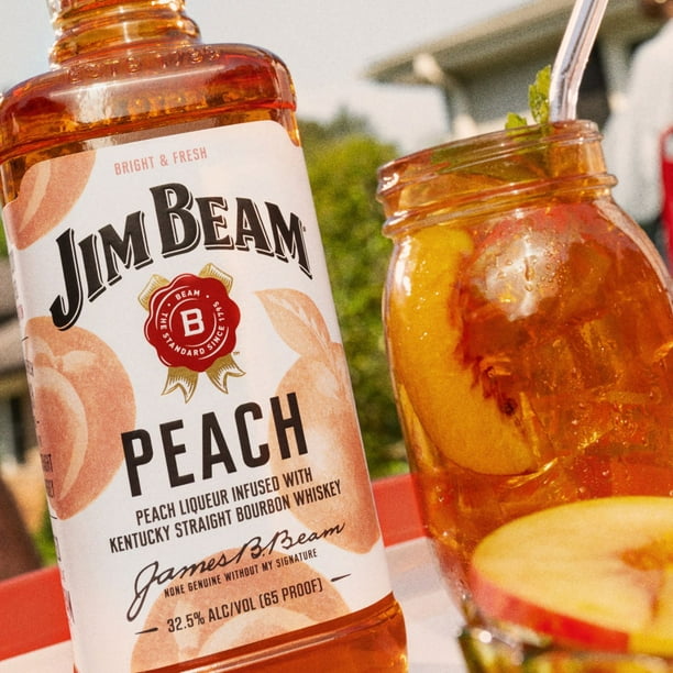 Jim Beam Peach Liqueur Kentucky Straight Bourbon Whiskey, 750 ml