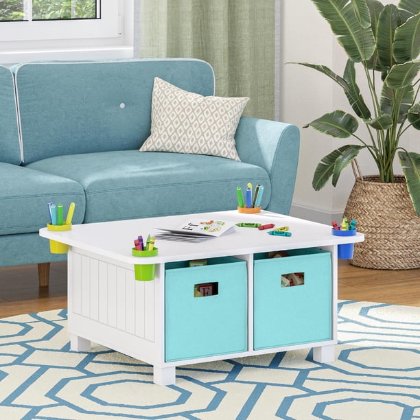 RiverRidge Kids Activity Table with Cubbies, Removable Cups and 4