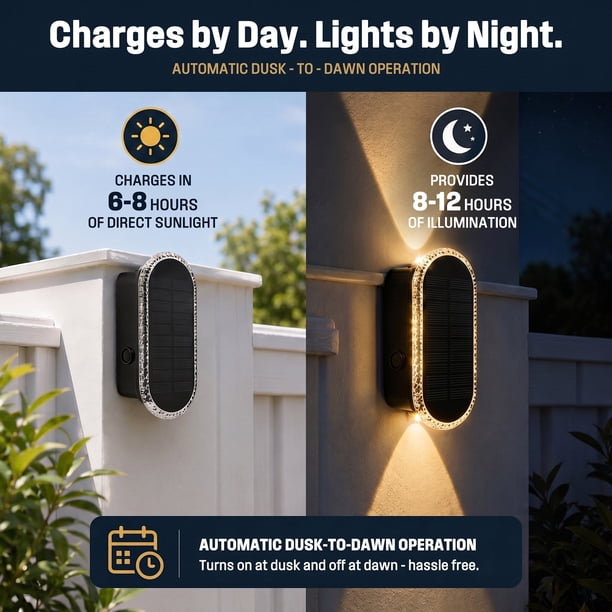 Westinghouse Solar Outdoor Fence Lights (4-Pack), Dusk-to-Dawn LED