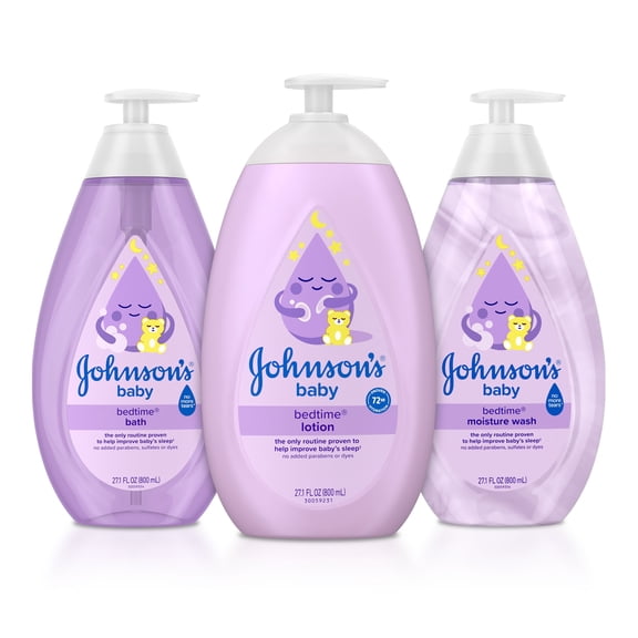 Johnson's Baby Bedtime Moisture Wash, Bath, and Lotion Routine Pack, 27.1 fl. oz., 3 pk.