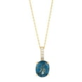thumbnail image 1 of Oval Cut London Blue Topaz and Diamond Pendant Necklace in 14K Gold, 1 of 6