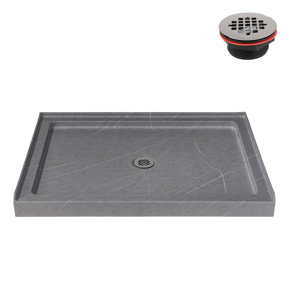 Streamline 48 in. x 36 in. Alcove Acrylic Shower Base With Center Drain, Drain Included Assorted Colors