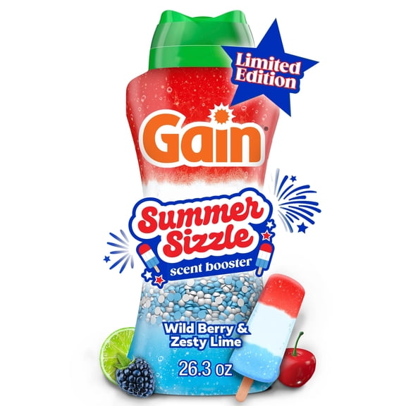 Gain Summer Sizzle In-Wash Laundry Scent Booster Beads, Wild Berry & Zesty Lime Scent, 26.3 oz.