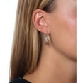 thumbnail image 4 of Two-Tone Diamond Cut Hoop Earrings in 14K Gold, 4 of 4