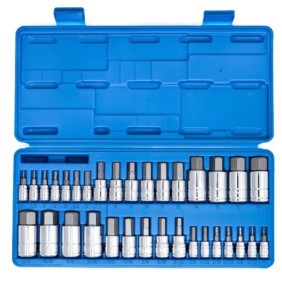 Neiko Master Allen Hex Bit Socket Set, 33-Piece SAE & Metric