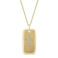 thumbnail image 1 of 0.10 CT. T.W. Round Cut Cross Diamond Dog Tag Pendant Necklace in 14K Gold, 1 of 7