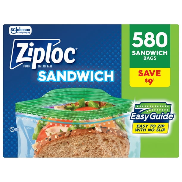 Ziploc Brand Sandwich Bags with EasyGuide Texture, Grip 'n Seal