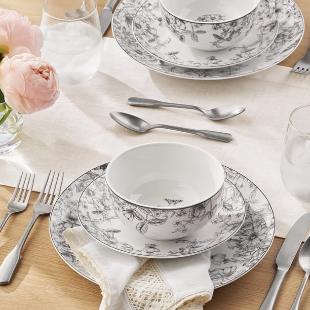 Member's Mark 12-Piece Porcelain Toile Dinnerware Set