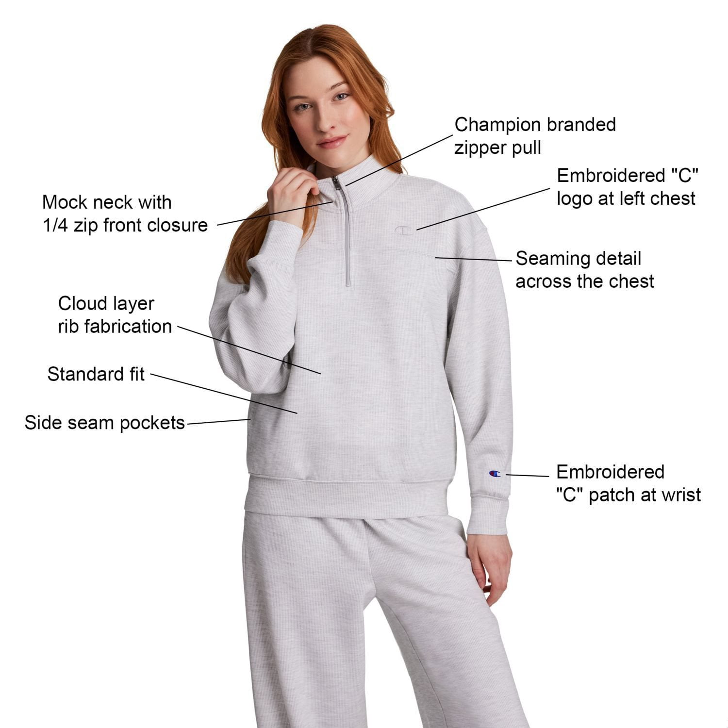 Champion Women's Air Layer Ribbed Quarter-Zip Pullover - Samsclub.com