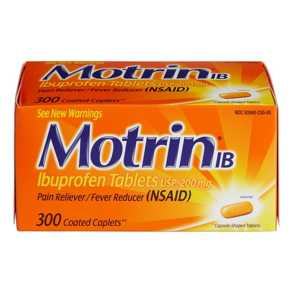Motrin IB Pain Reliever Caplets, 200 mg. Ibuprofen, 300 ct.