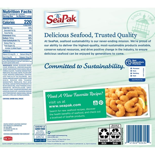 SeaPak Jumbo Popcorn Shrimp, Frozen,