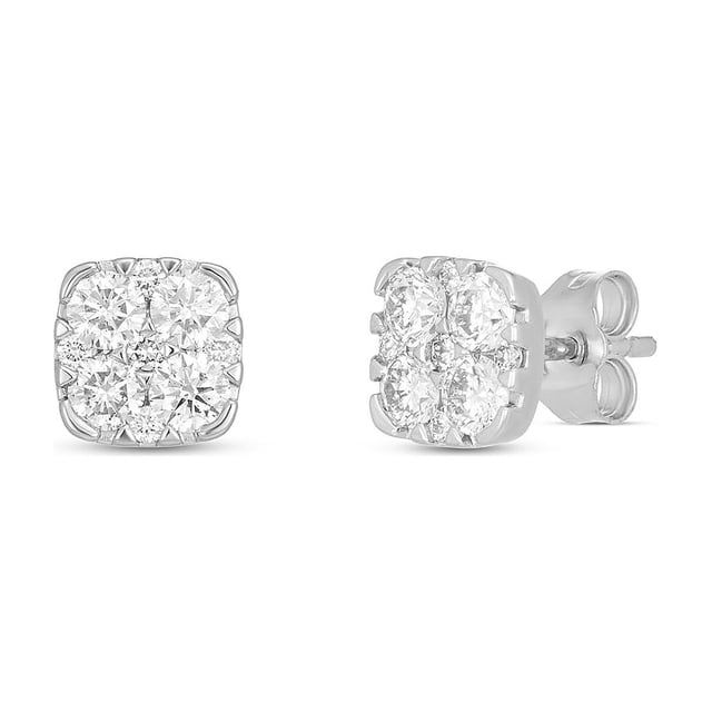 1.0 C.T. TW Cushion Cut Diamond Stud Earrings in 14K Gold
