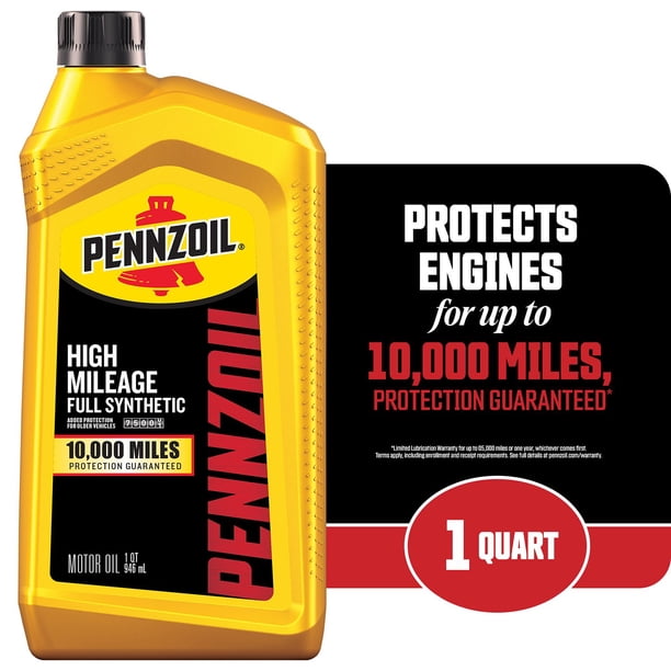 Pennzoil High Mileage Full Synthetic 0W-20 Gasoline Engine Oil, 6