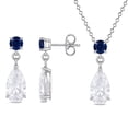 thumbnail image 1 of Round and Pear Cut Gemstone Pendant and Earring Set in Sterling Silver, 1 of 5