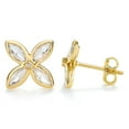 thumbnail image 2 of Lab White Sapphire Flower Earrings in 14K Yellow Gold, 2 of 4
