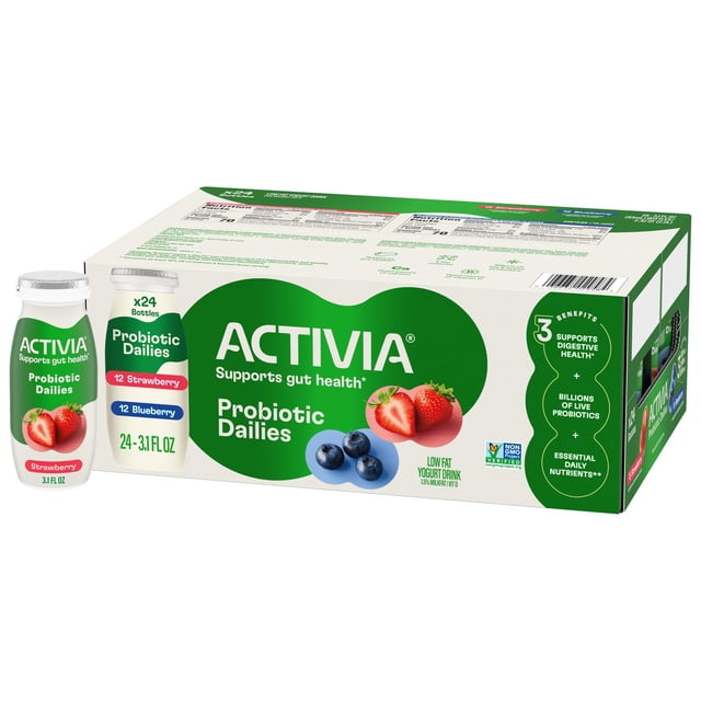 Activia Probiotic Dailies Yogurt Drink Variety Pack, 3.1 fl. oz., 24 ct.