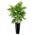 thumbnail image 1 of Faux 48" Palm in Black Ribbed Metal Planter, 1 of 6