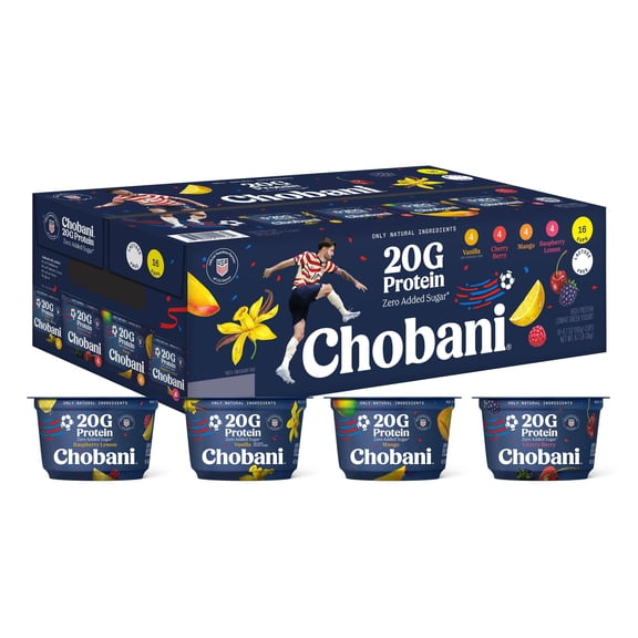 Chobani 20G Protein Low Fat Greek Yogurt Cups Variety Pack, 6.7 oz., 16 ct.