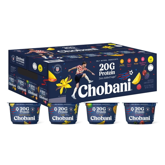 Chobani 20G Protein Low Fat Greek Yogurt Cups Variety Pack, 6.7 oz., 16 ct.