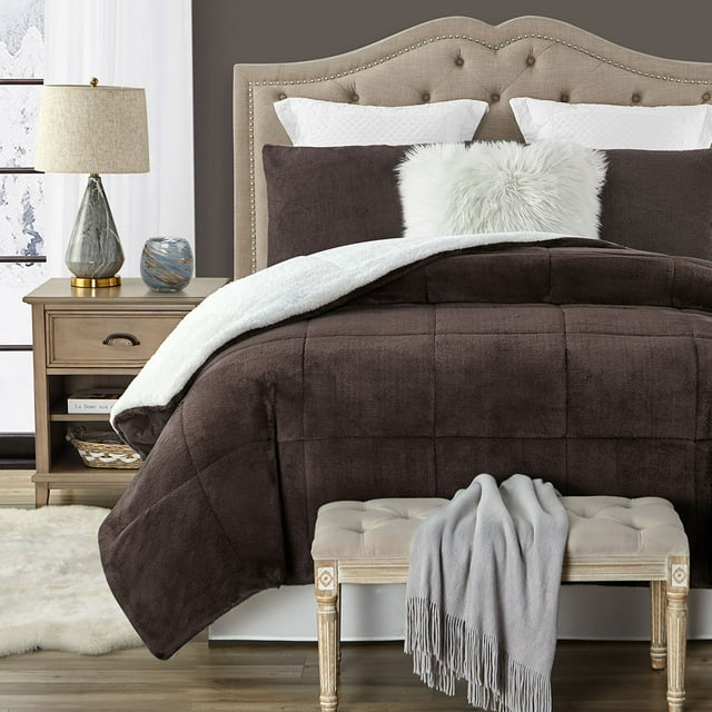 Swift Home 3-Piece Reversible Faux Fur Sherpa Comforter Set, Assorted Sizes