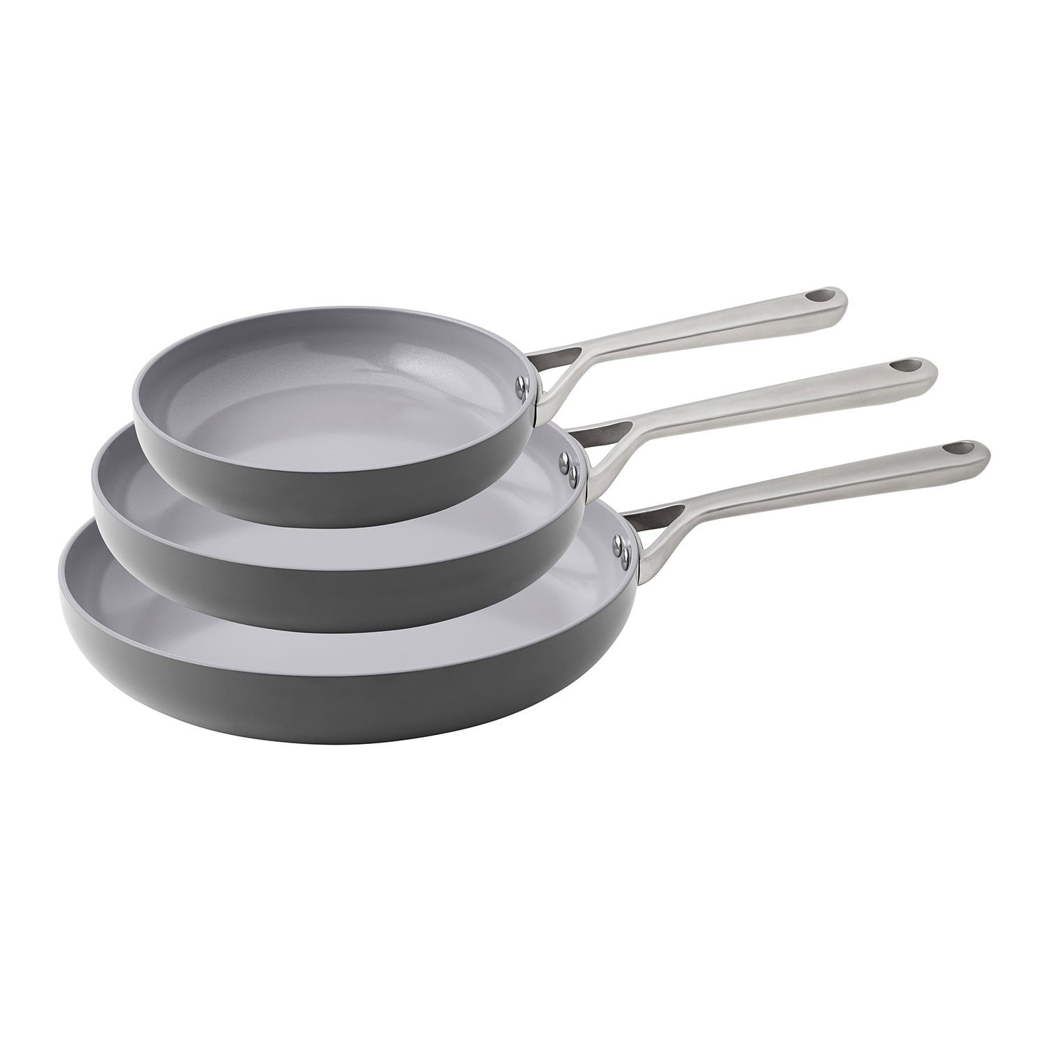 Member's Mark 3-Piece Modern Ceramic Fry Pan Set, Assorted Colors