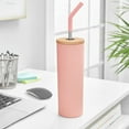 thumbnail image 3 of Member's Mark 24-oz Stainless Steel Insulated Tumblers With Wood Lids And Stainless Steel Straws, Assorted Colors 2 pk., 3 of 6