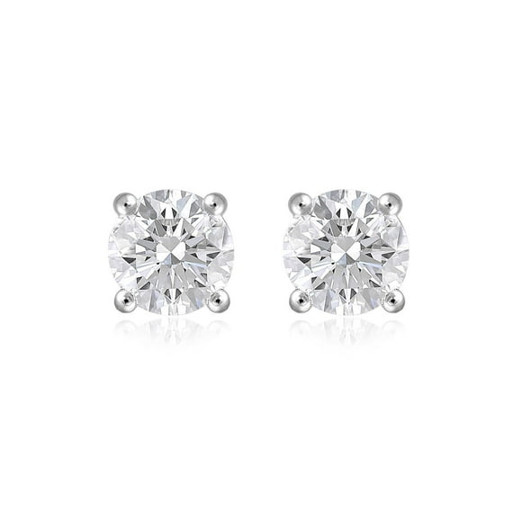 Lab Created Round Cut Diamond Stud Earrings In 18K Gold