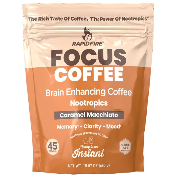 Rapid Fire Focus Instant Coffee, Caramel Macchiato, 15.87 oz
