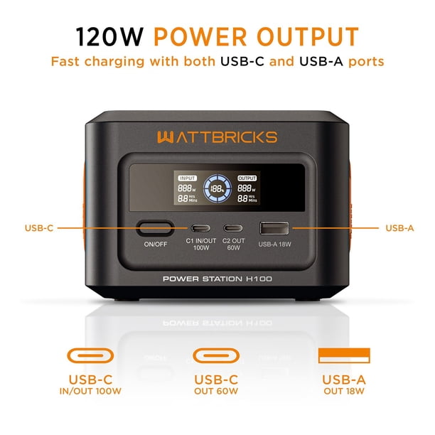 Wattbricks Energy 120-Watt Peak With 99.2Whr Portable Power