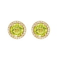 thumbnail image 2 of Round Cut Gemstone & 0.13 CT. T.W. Halo Diamond Stud Earrings in 14K Gold, 2 of 5