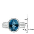 thumbnail image 3 of Treated London Blue Topaz & Halo Diamond Ring in 14K Gold, 3 of 5